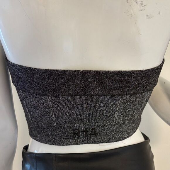 NWOT RtA Skin Nour Strapless Bustier Style Cropped Knit Top in Black Lurex - Picture 3 of 6